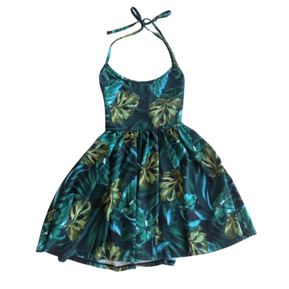 American Apparel Green Leaf/Jungle Halter Dress